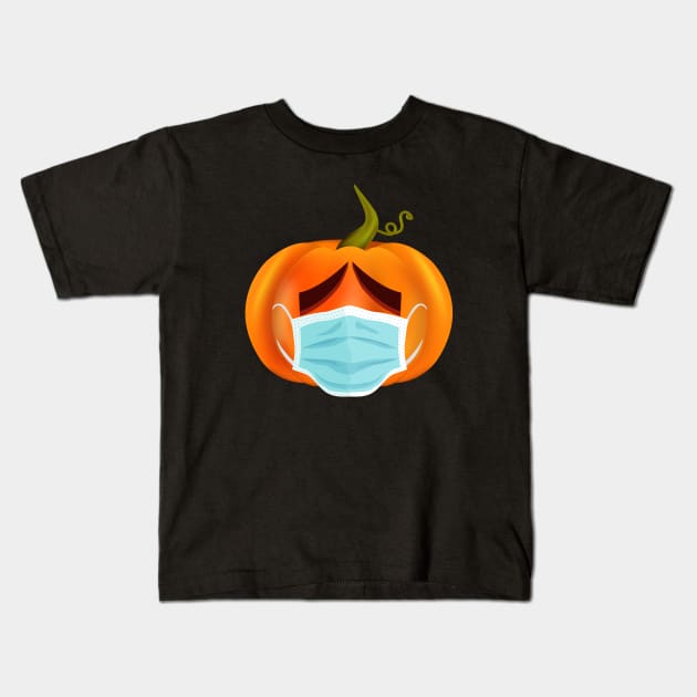 Funny Halloween Quarantine Pumpkin Wearing Face Mask Jack 0 Lantern Kids T-Shirt by teespringplus